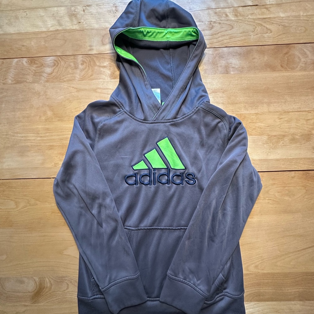 Adidas Charcoal Sweatshirt with Neon Green Trim